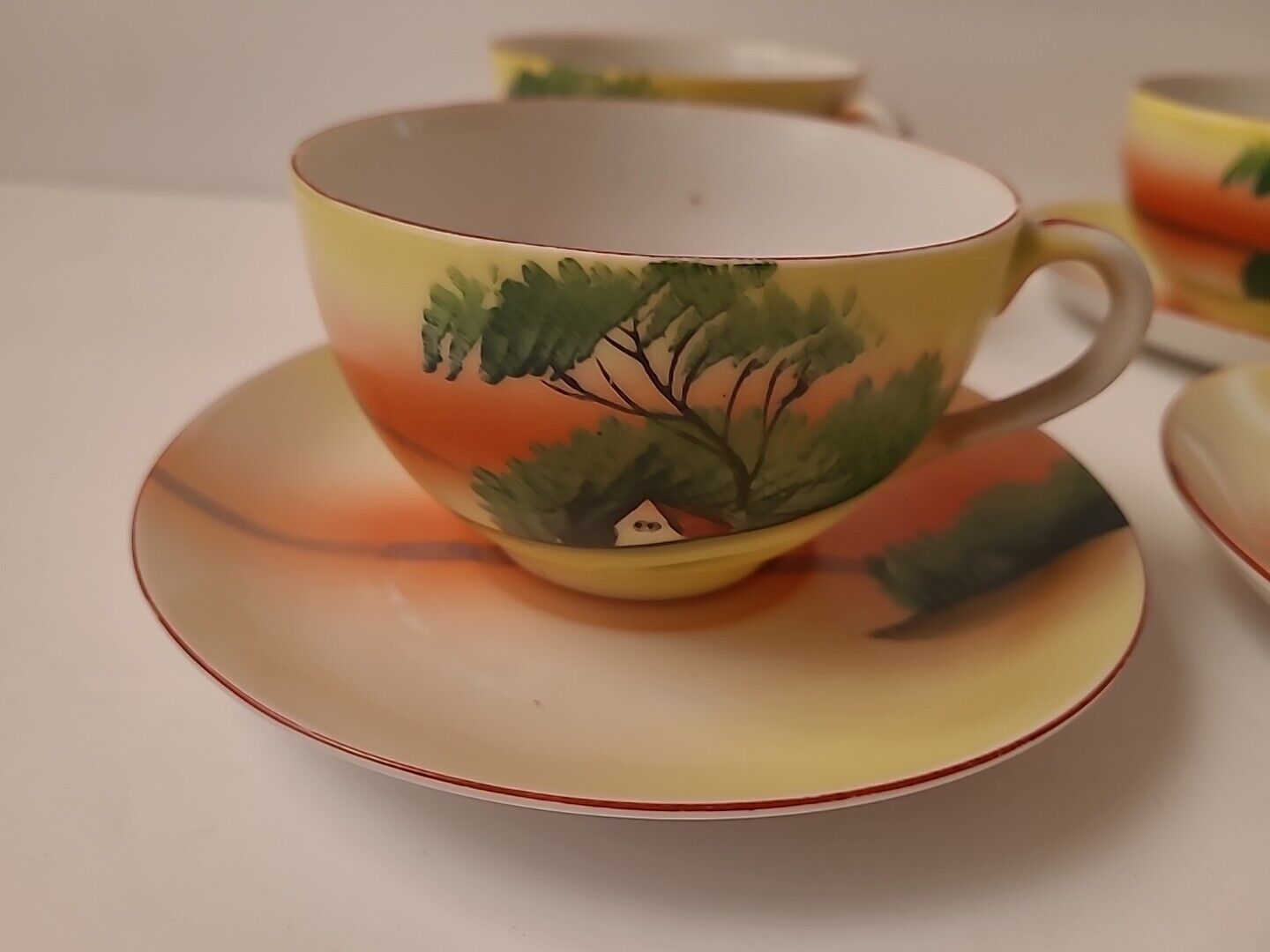 Vintage Japanese Chikaramachi 8 Piece 4 Tea Cups Saucers Sets