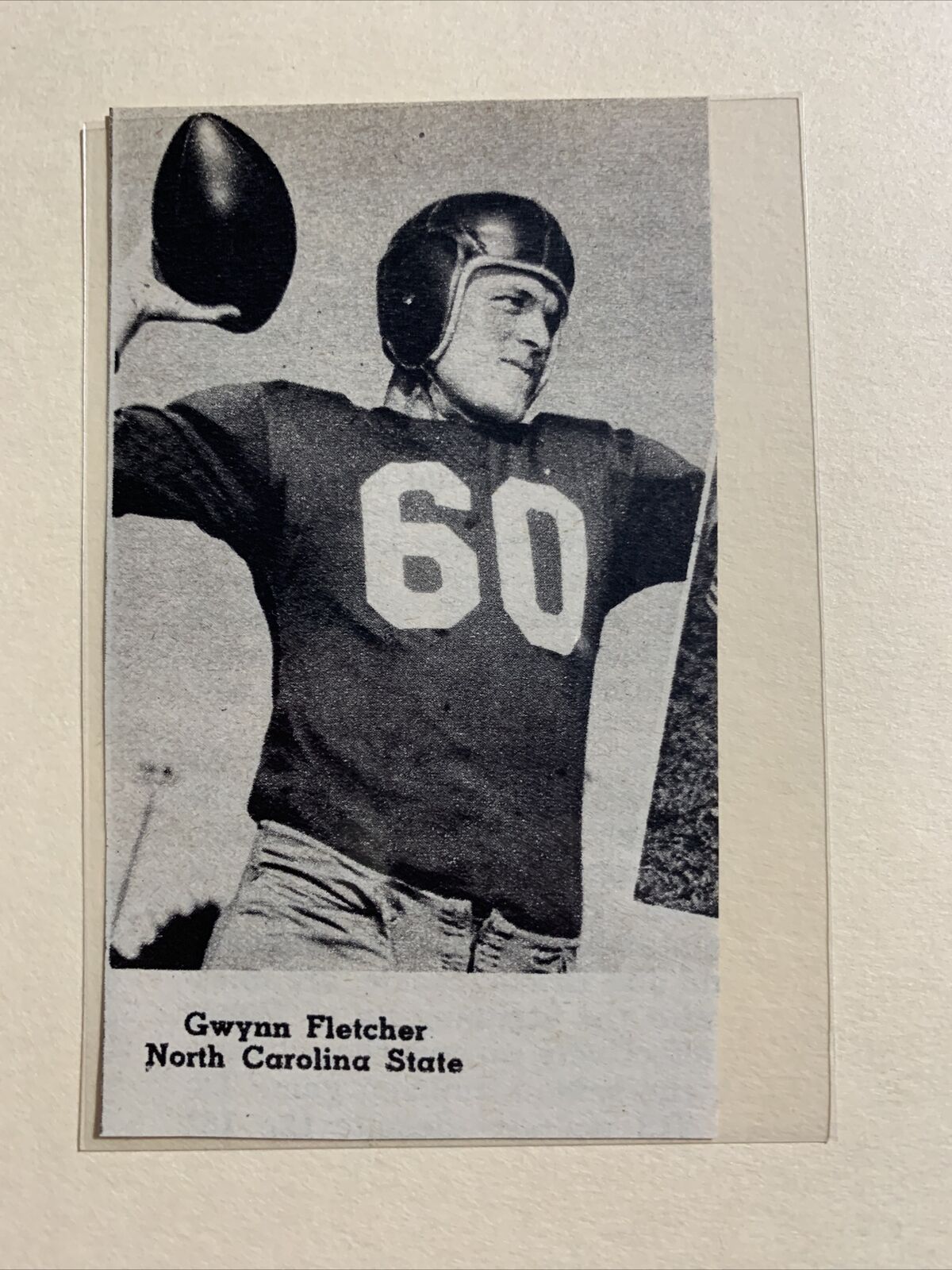 Gwynn Fletcher NC State Wolfpack 1948 Football Pictorial Roto-Panel