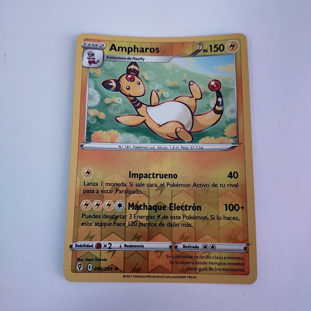 2021 Pokemon Card 056/203 Game Freak Spanish Phase 2 Ampphlights Pokemon Card Nintendo