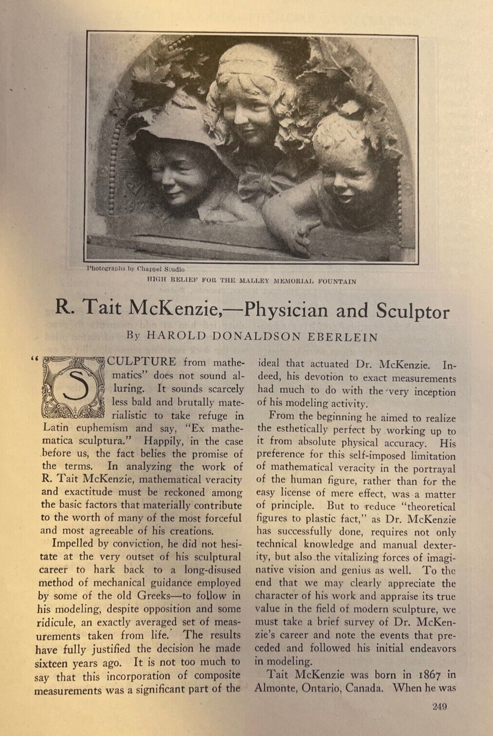 1918 R. Tait McKenzie Sculptor and Physician illustrated
