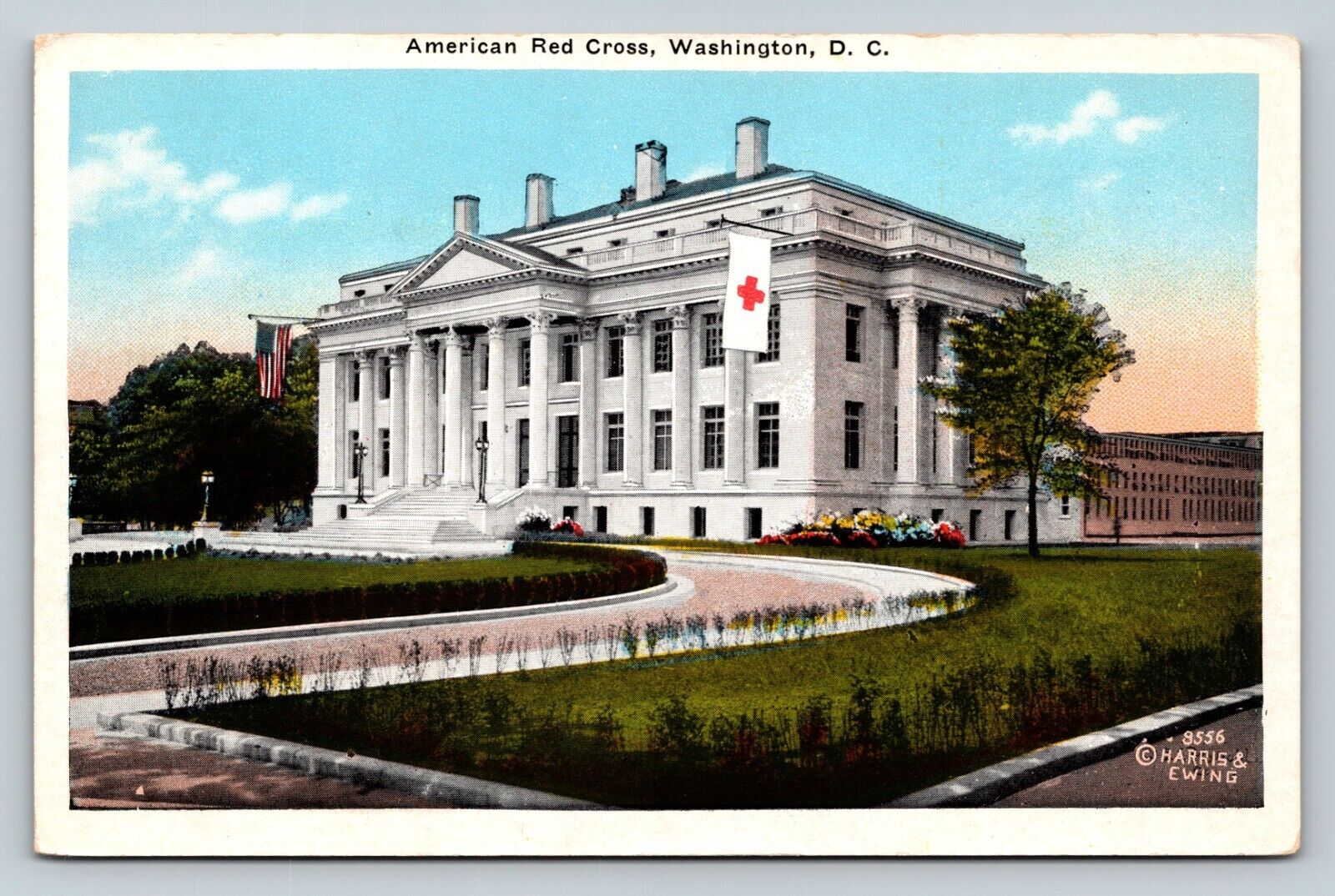 American Red Cross Building WASHINGTON DC US Flag VINTAGE Postcard