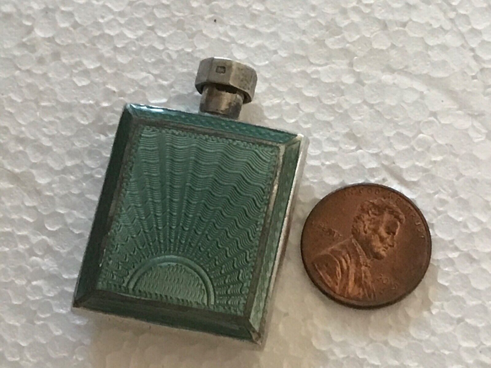 Vintage Sterling Silver Asprey of London Enamel Guilloche Perfume Bottle EC NR