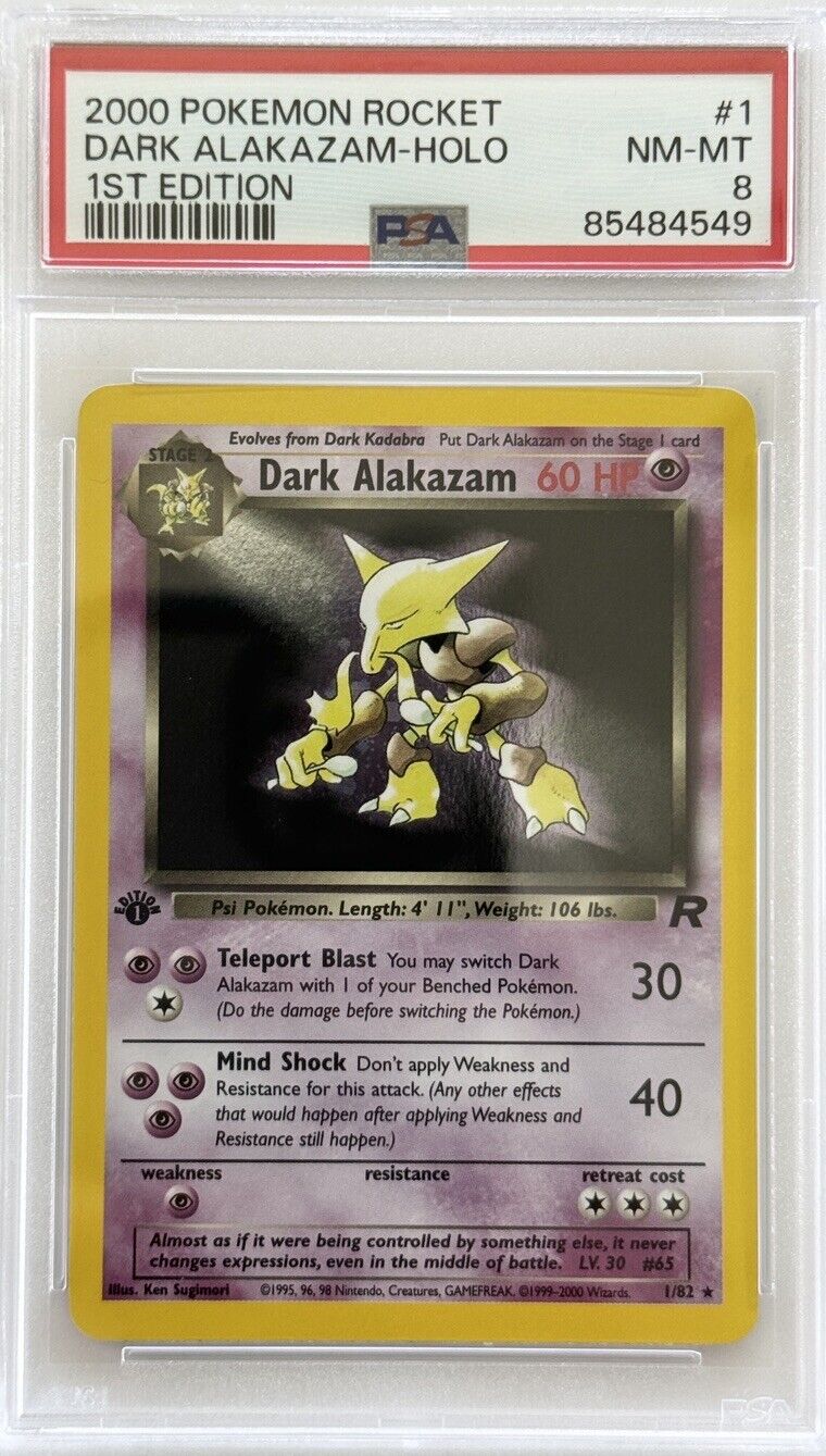 2000 Pokemon Rocket 1st Edition #1 Dark Alakazam - Holo PSA 8 MINT