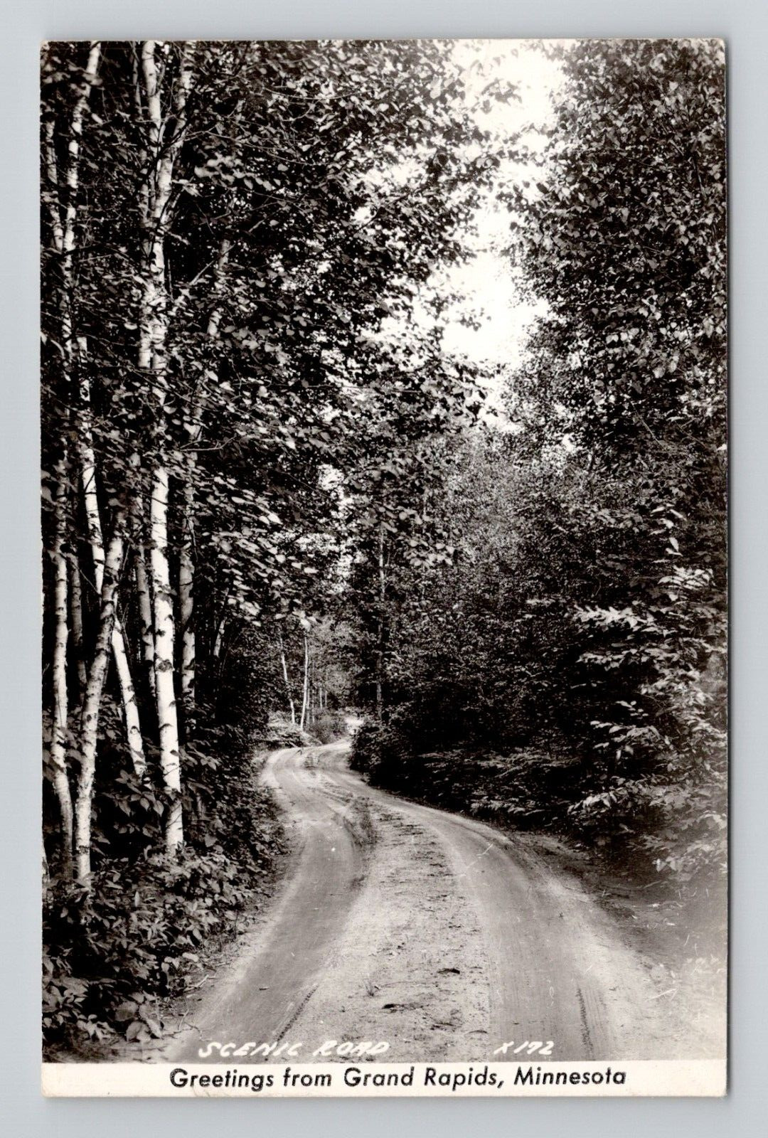 RPPC Scenic Road in Grand Rapids Minnesota, Antique Real Photo O12