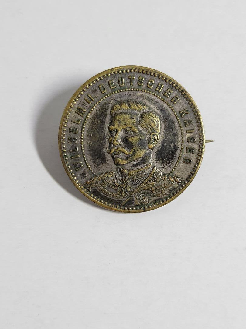 German Kaiser Wilhelm II Patriotic Coin Made Into A Pin