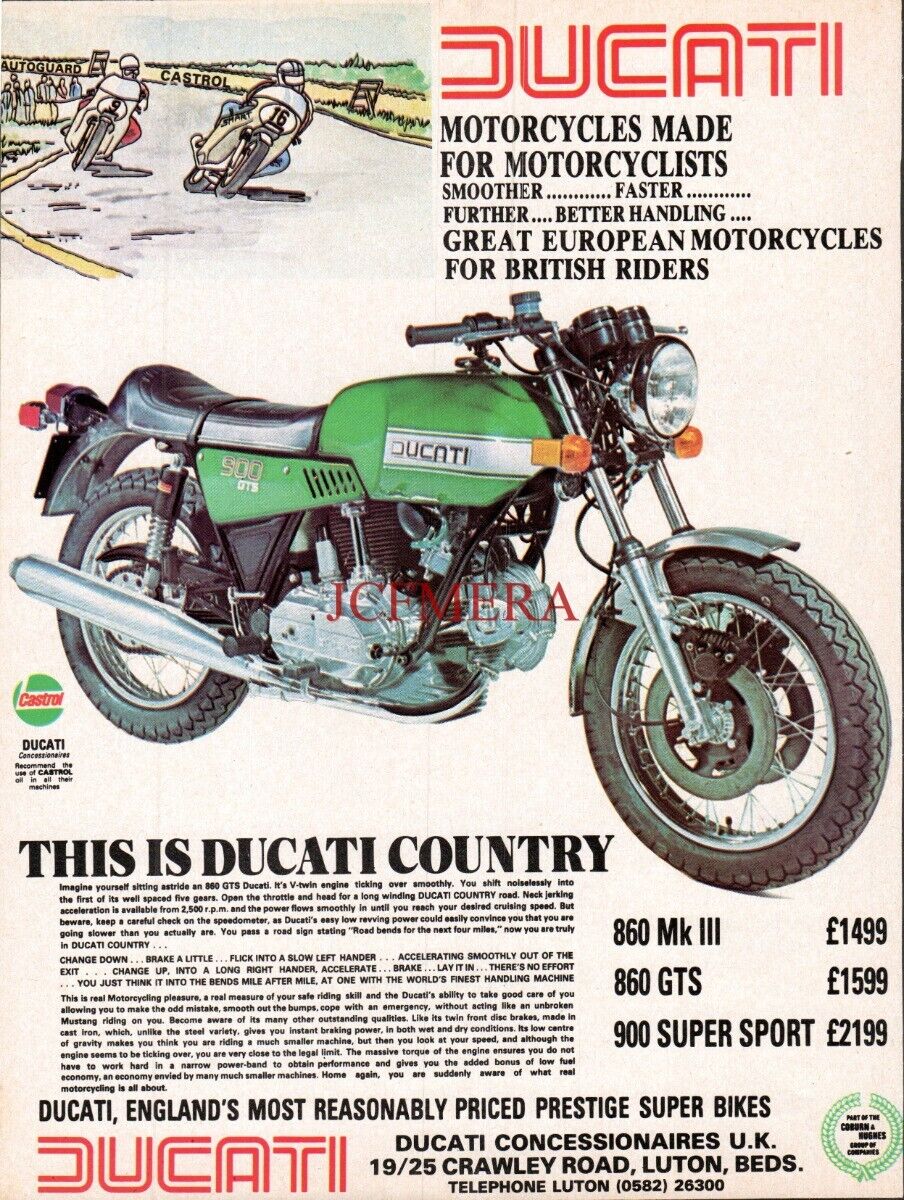 DUCATI Range of Motor Cycles ADVERT Original Vintage 1977 Print Ad 690/37