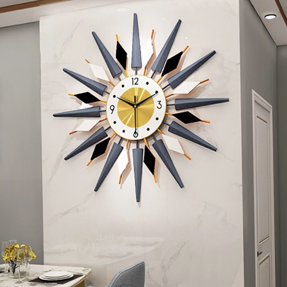 Large Starburst Metal Wall Clock Mid Century Modern Europe Style 60x60cm