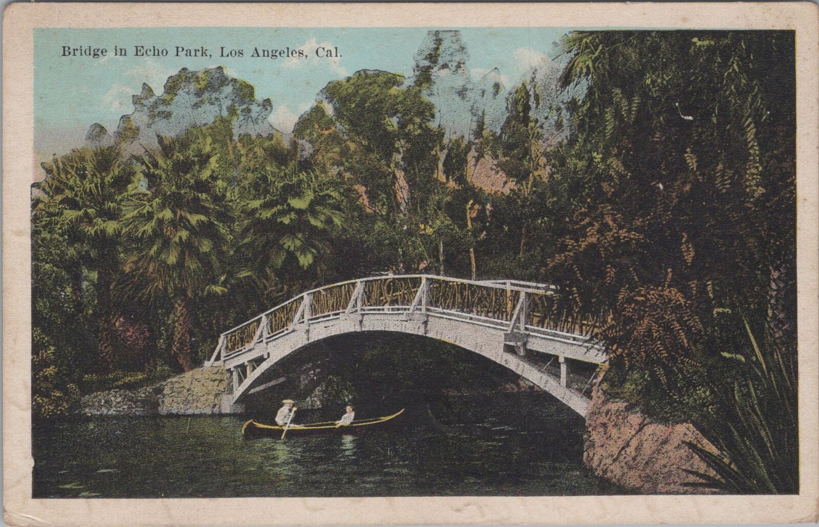 Echo Park Bridge Los Angeles California 1921 Postcard