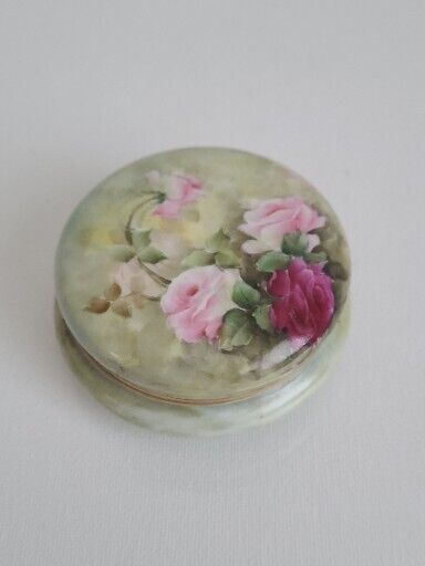 vintage limoges france porcelain trinket box Floral Round Width 5\'