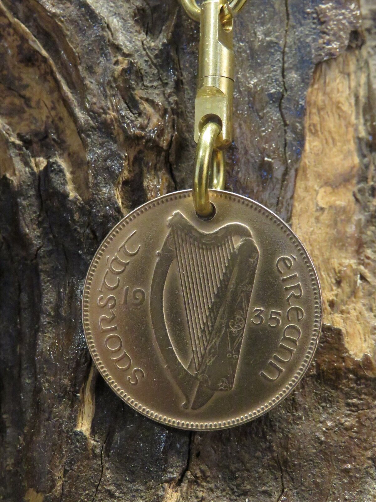 Irish coin 1935 lucky penny keyring Birthday year Christmas Ireland