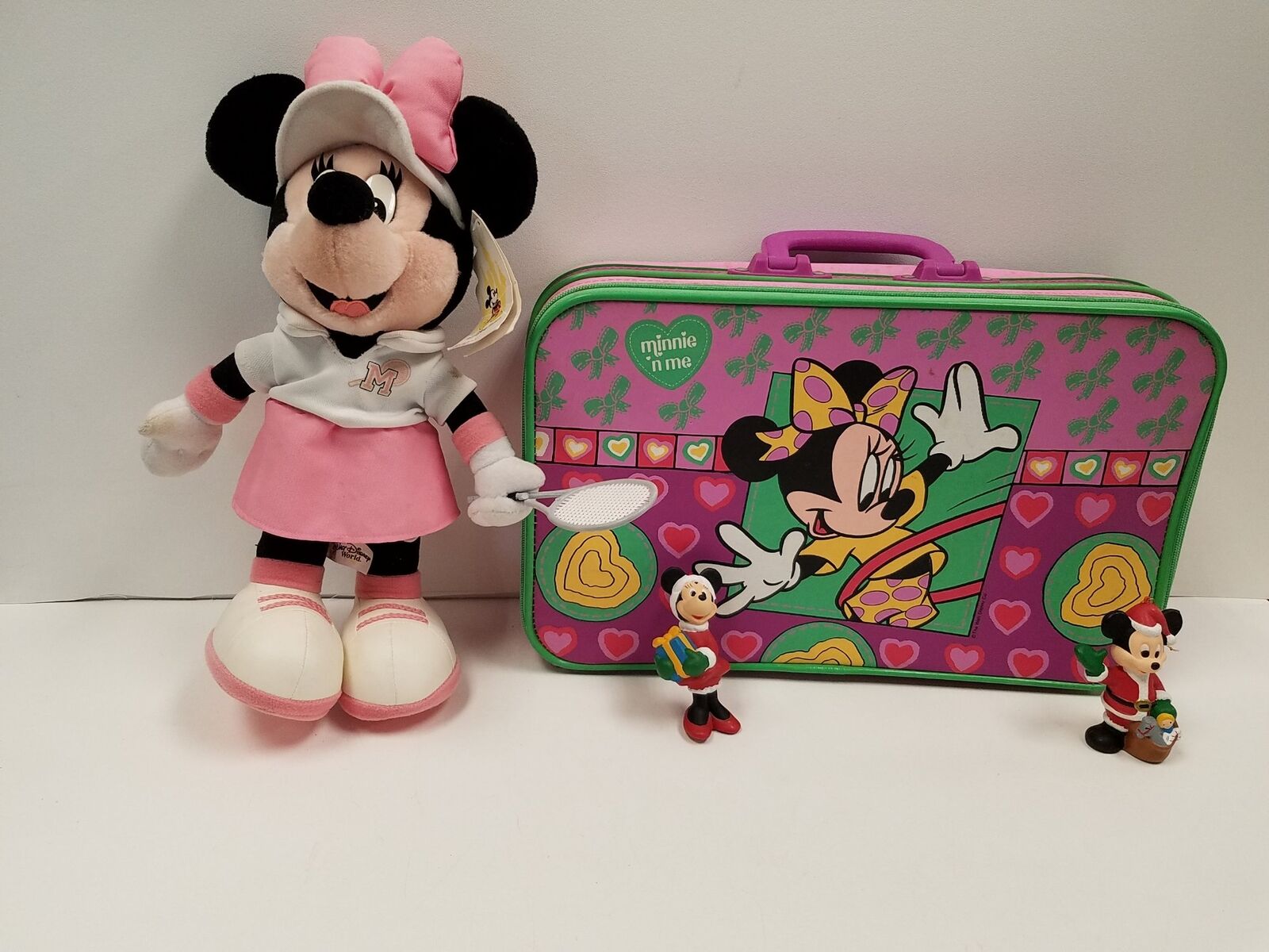 Vintage Disney Minnie Mouse Suitcase, Tennis Minnie Plush, Holiday Ornaments