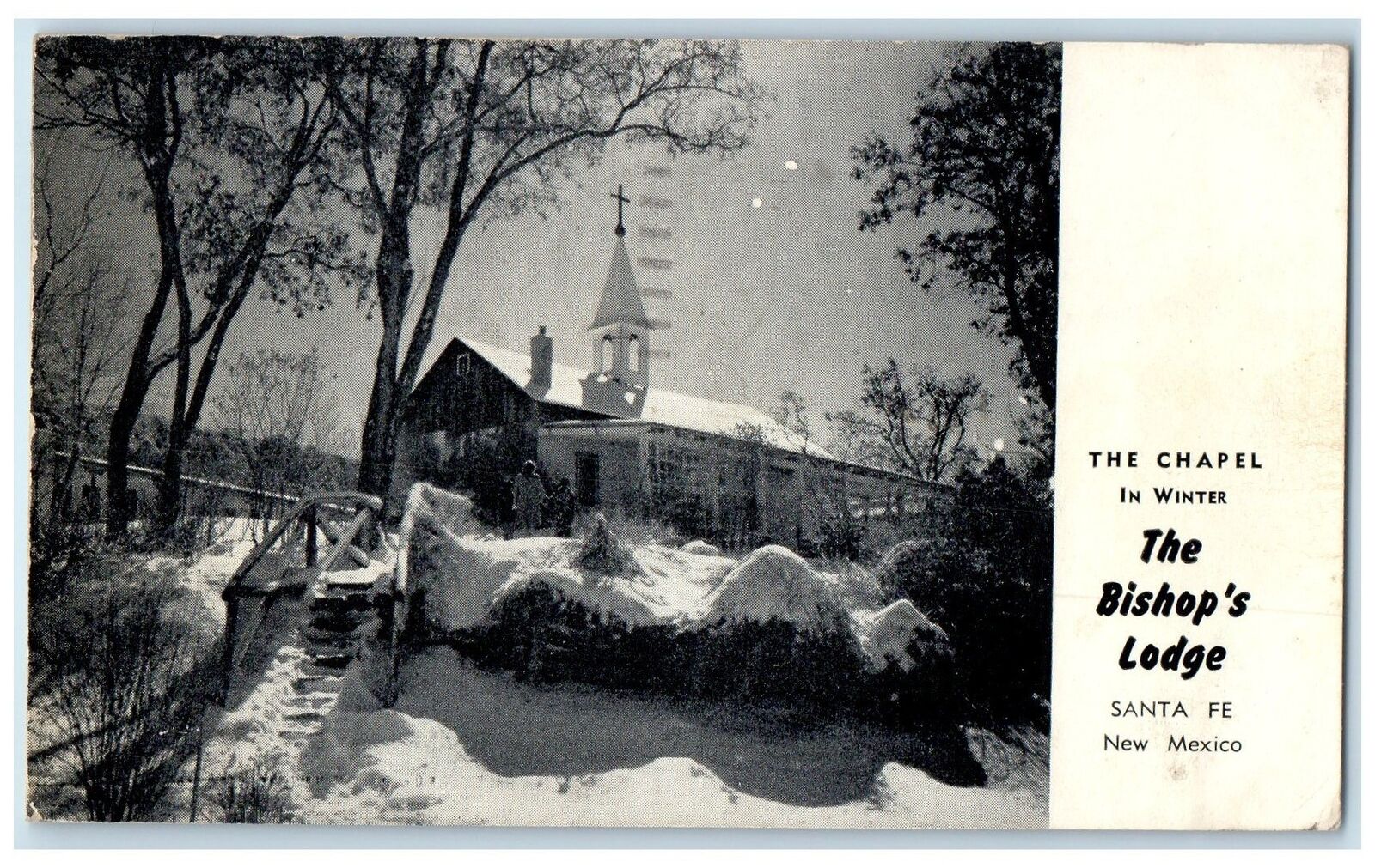1947 Chapel In Winter The Bishop's Lodge Santa Fe New Mexico NM Vintage Postcard