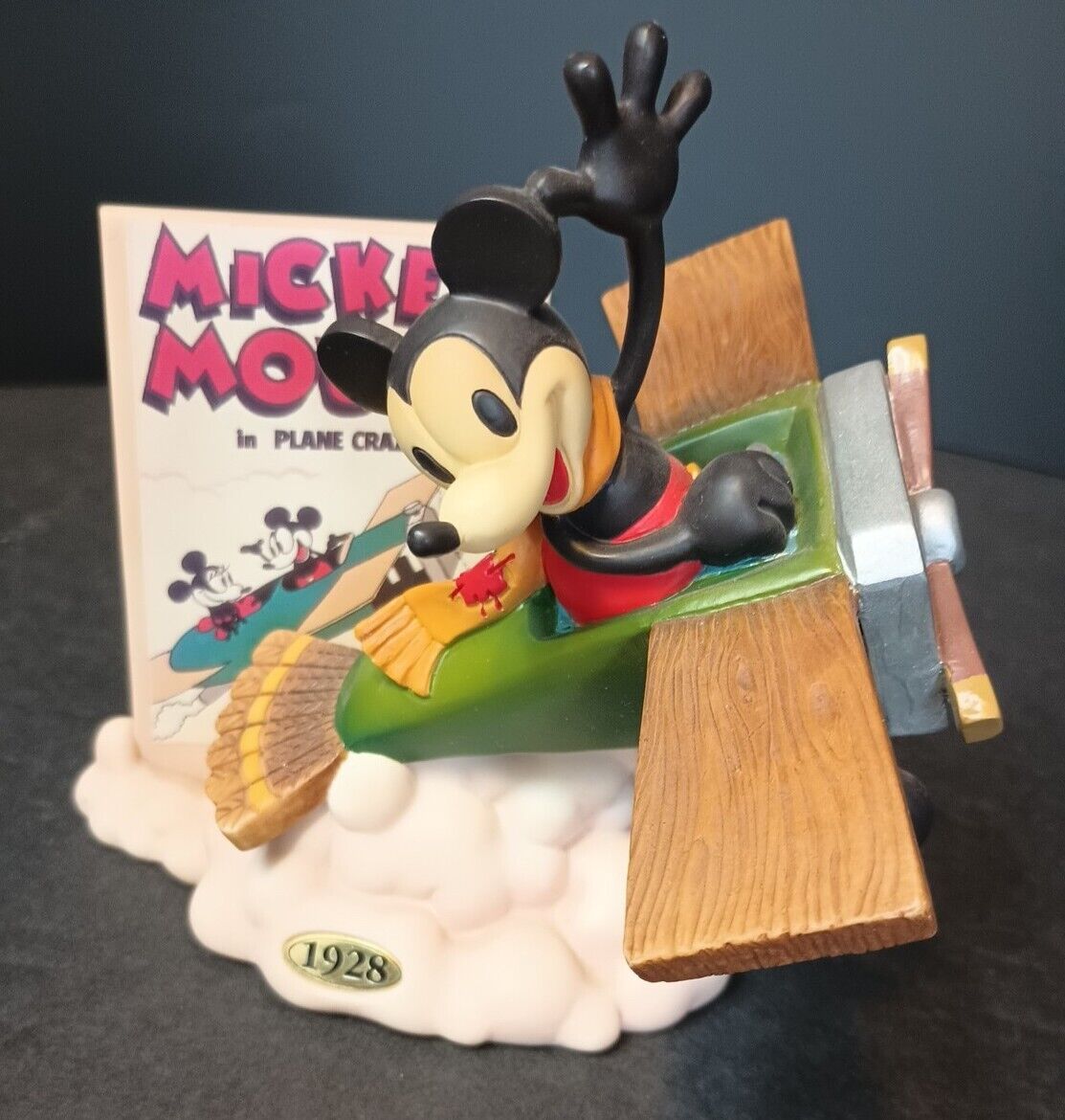 Vtg 1998 Disney Mickey Mouse Figurine In Plane Crazy 1928 Limit Edition Retired