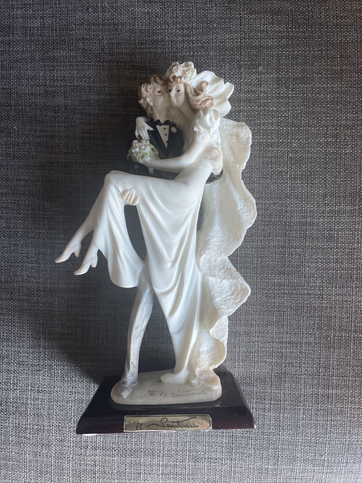 A. Santini Vintage Wedding Couple Bride Groom Sculpture 10”