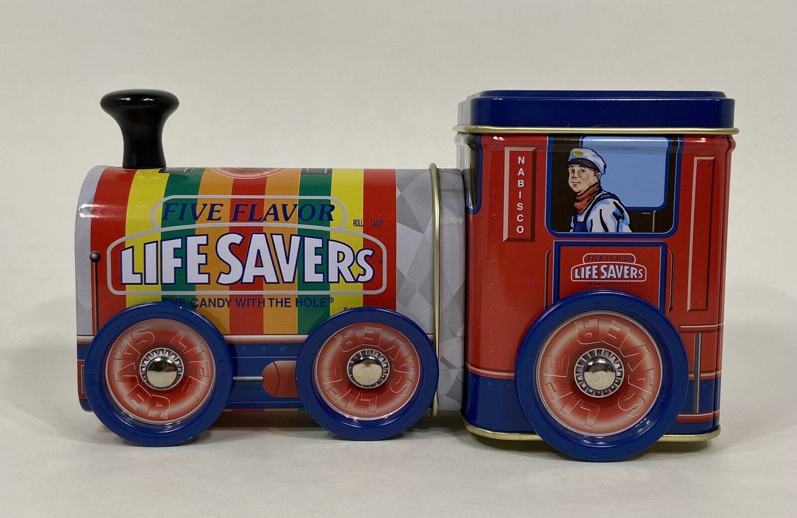 Vtg Life Saver Collectible Train Tin Candy Box Five Flavors Logo