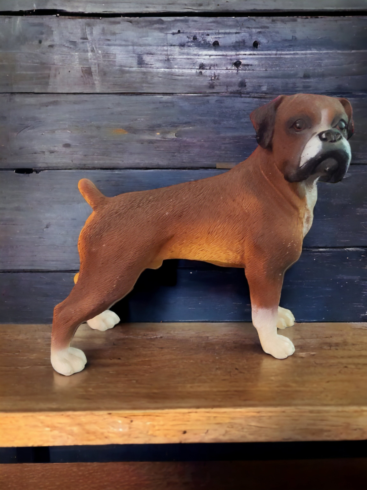 Vintage Resin Standing Male Boxer Dog Made in China Large 6