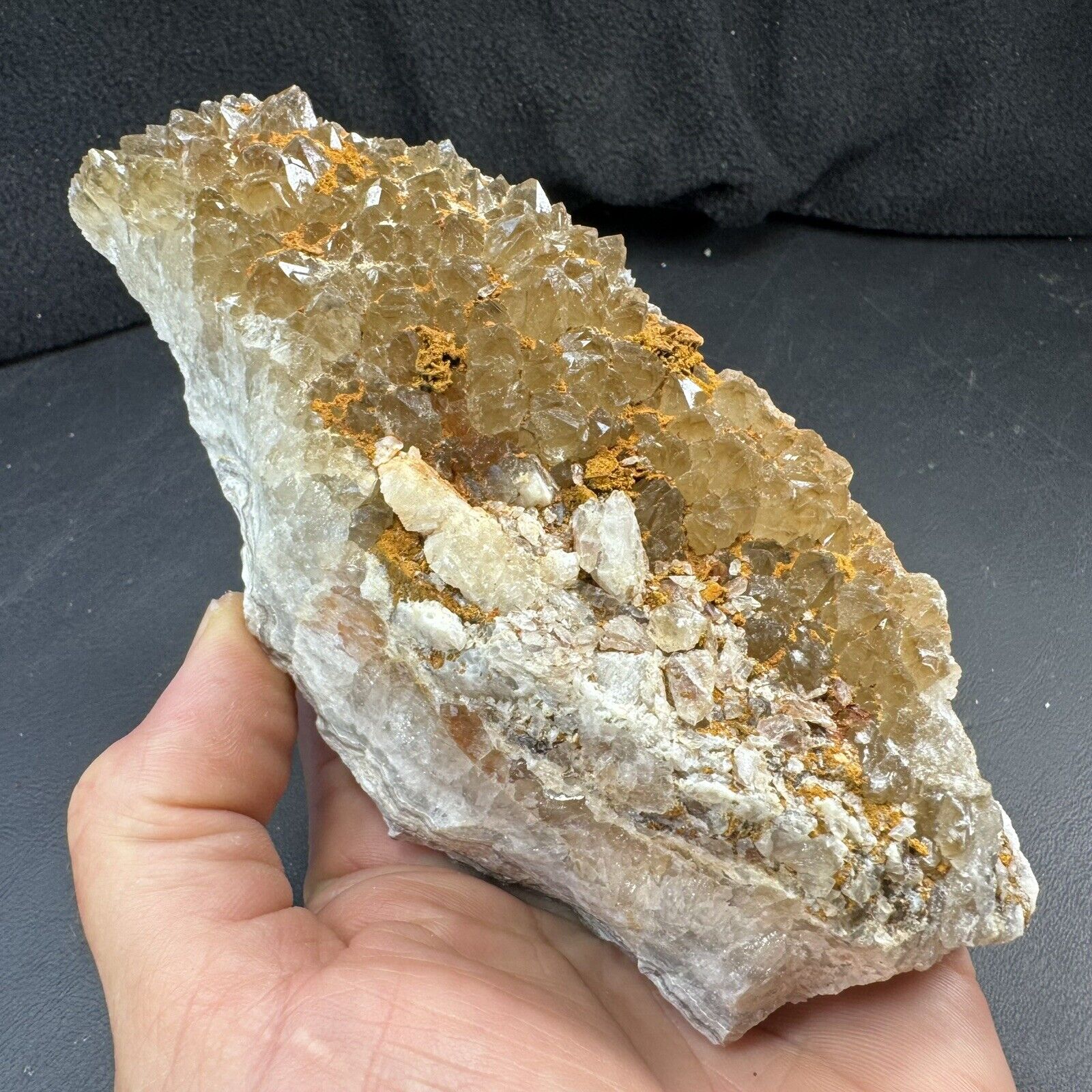 Phantom Rootbeer Citrine Quartz Crystal Druse Cluster | Missouri