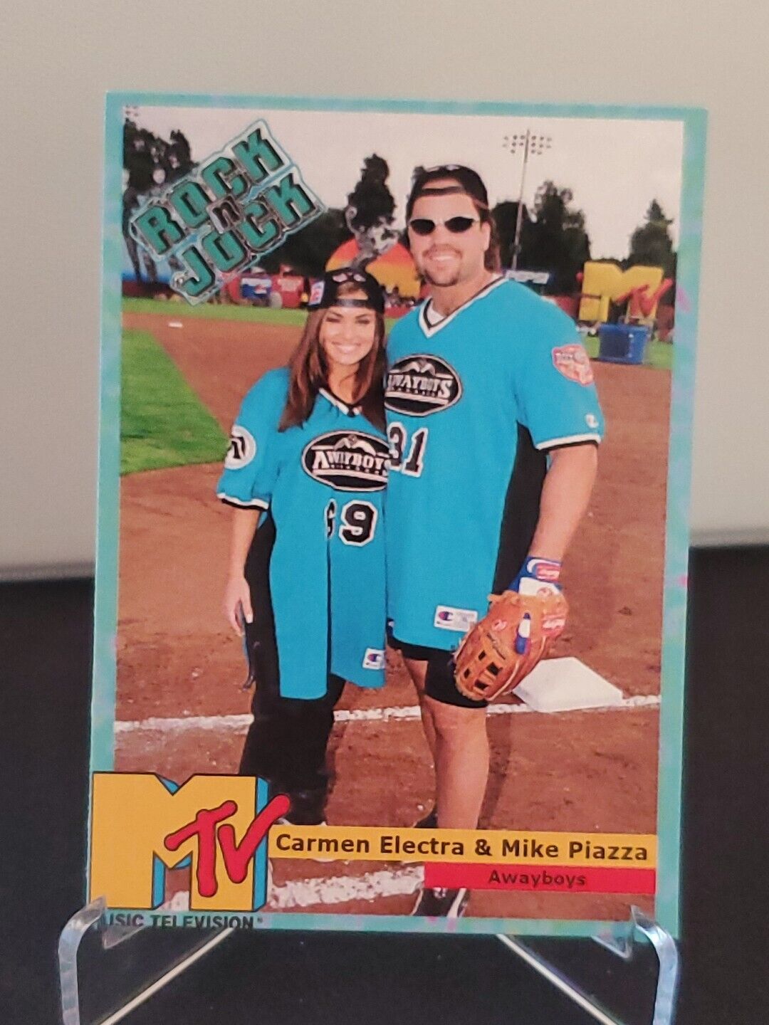 CUSTOM MTV Rock n Jock Softball Carmen Electra Mike Piazza Trading Card 2018 #35