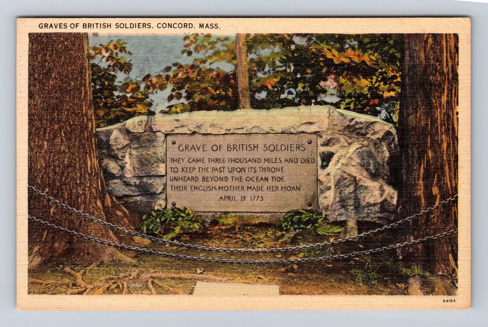 Concord MA-Massachusetts, Graves of British Soldiers, Antique Vintage Postcard