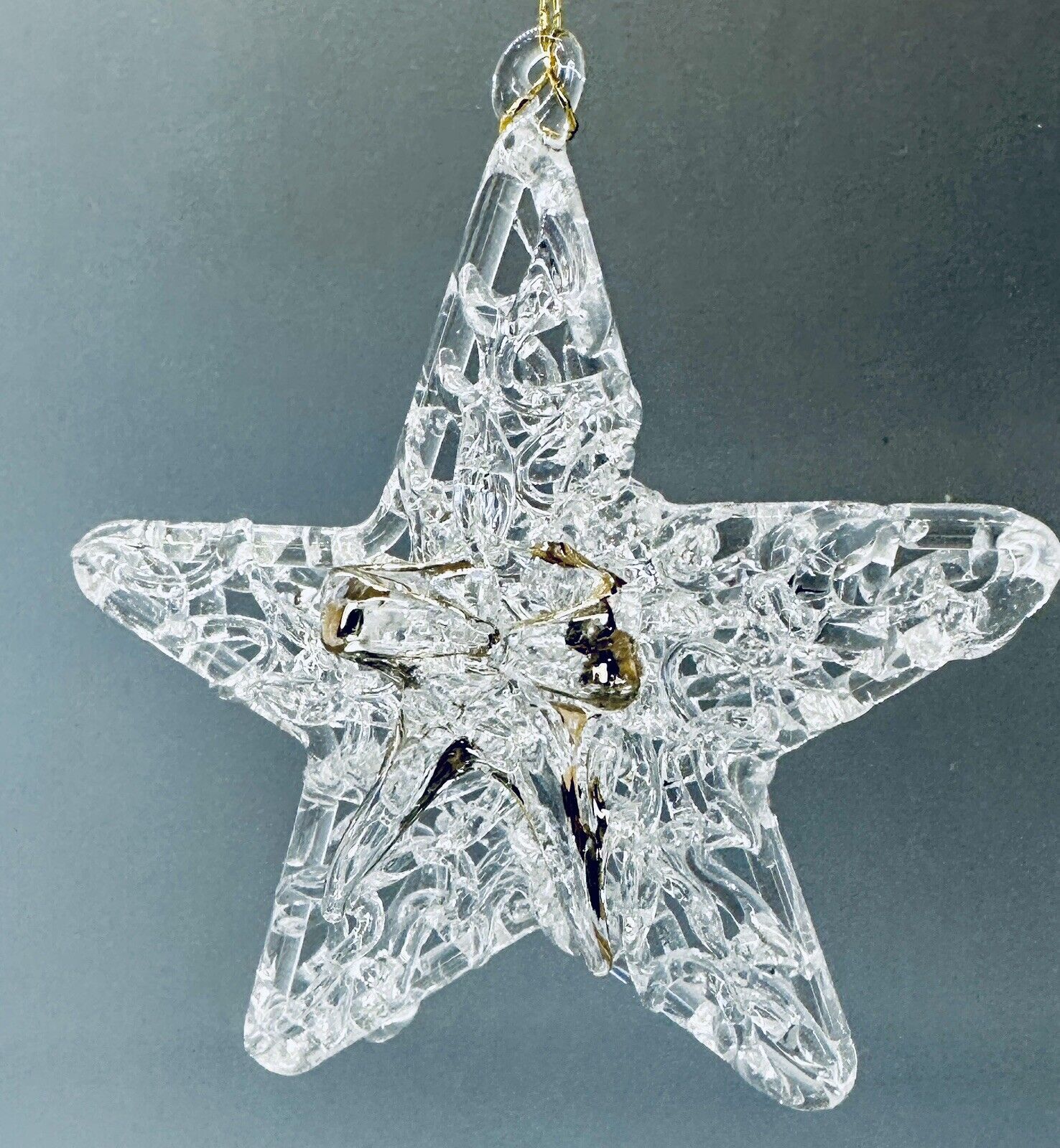 Vintage Silvestri Star w/ Gold Bow Accent Hand Spun Glass Ornament