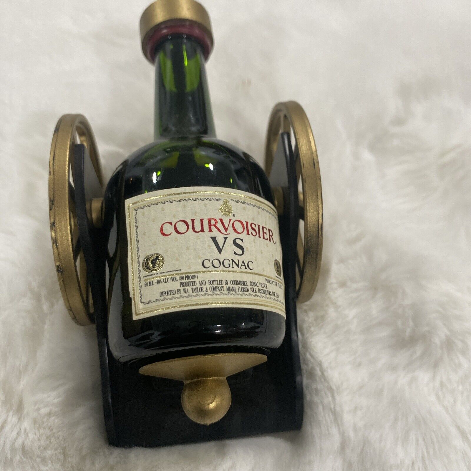 Vintage Courvoisier Cognac Cannon Bottle Display Full Bottle