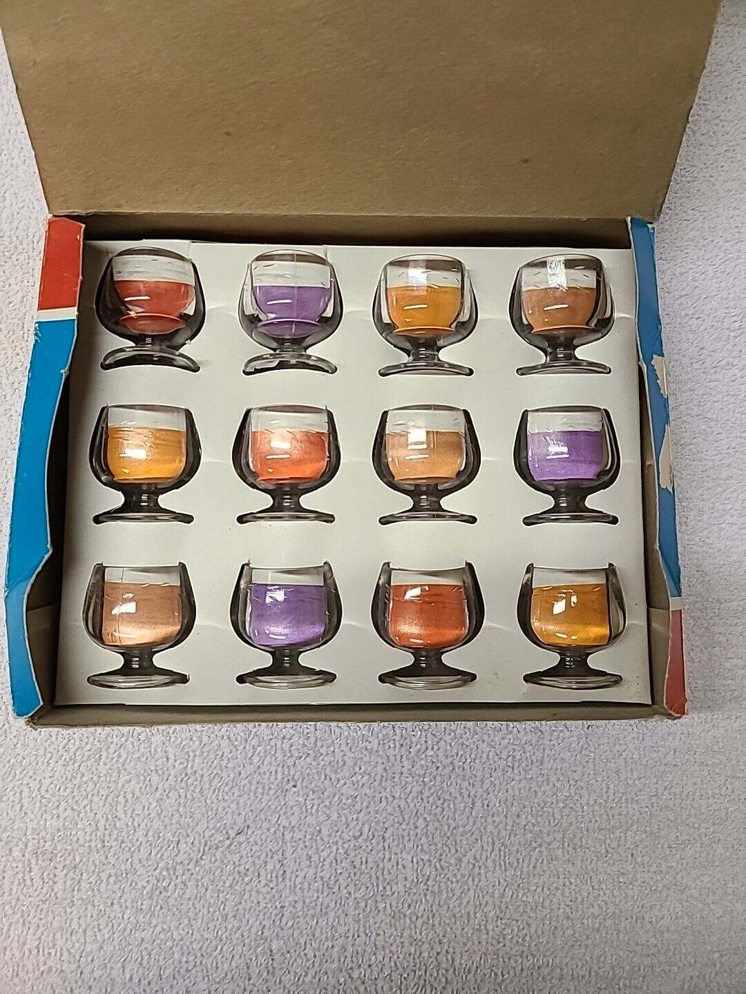 12 Vintage Miniature Plastic Snifters W/Box Mid Century