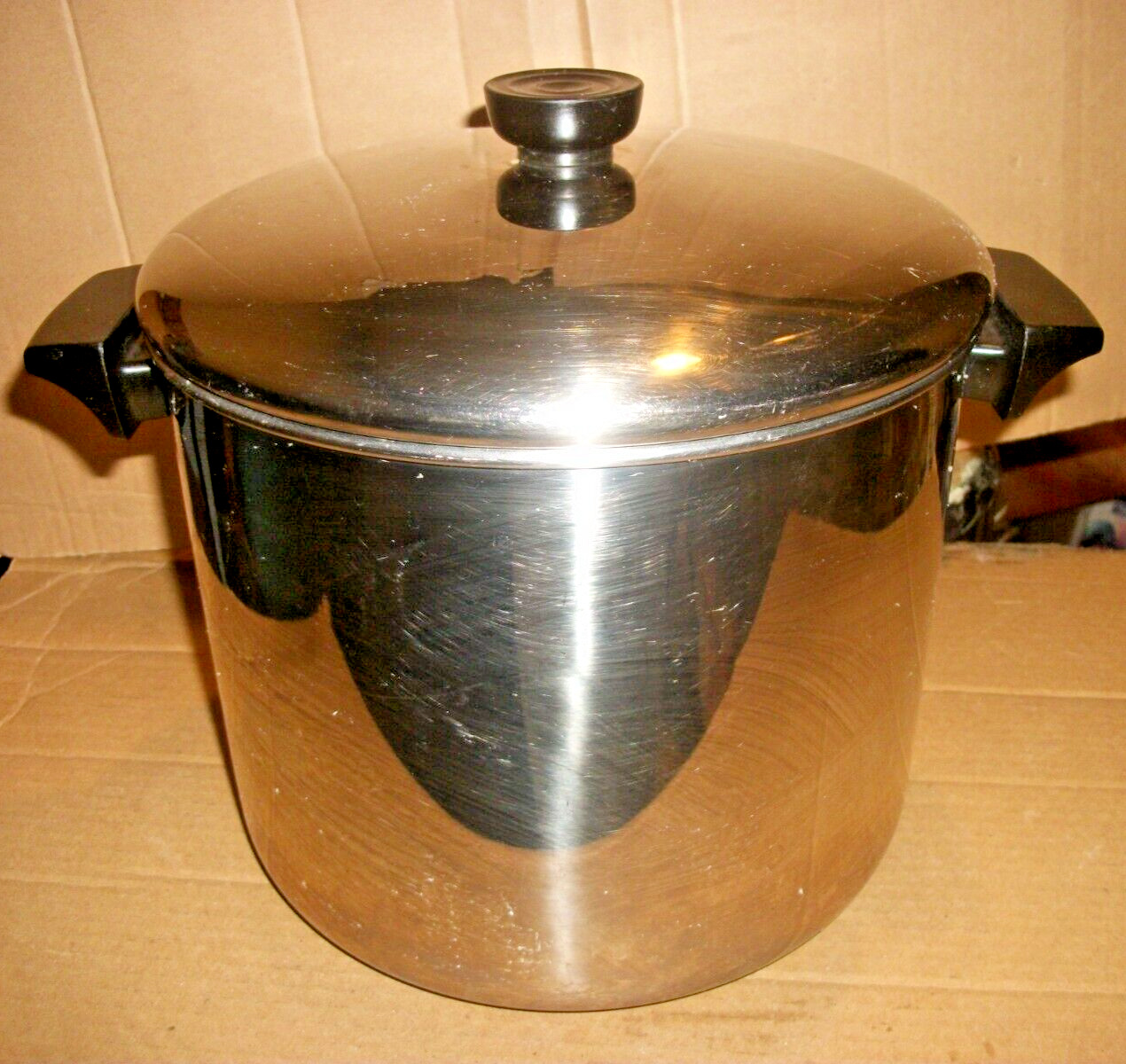 Vintage Revere Ware 8 Quart Stock Pot/Dutch Oven With Disk Bottom & Lid