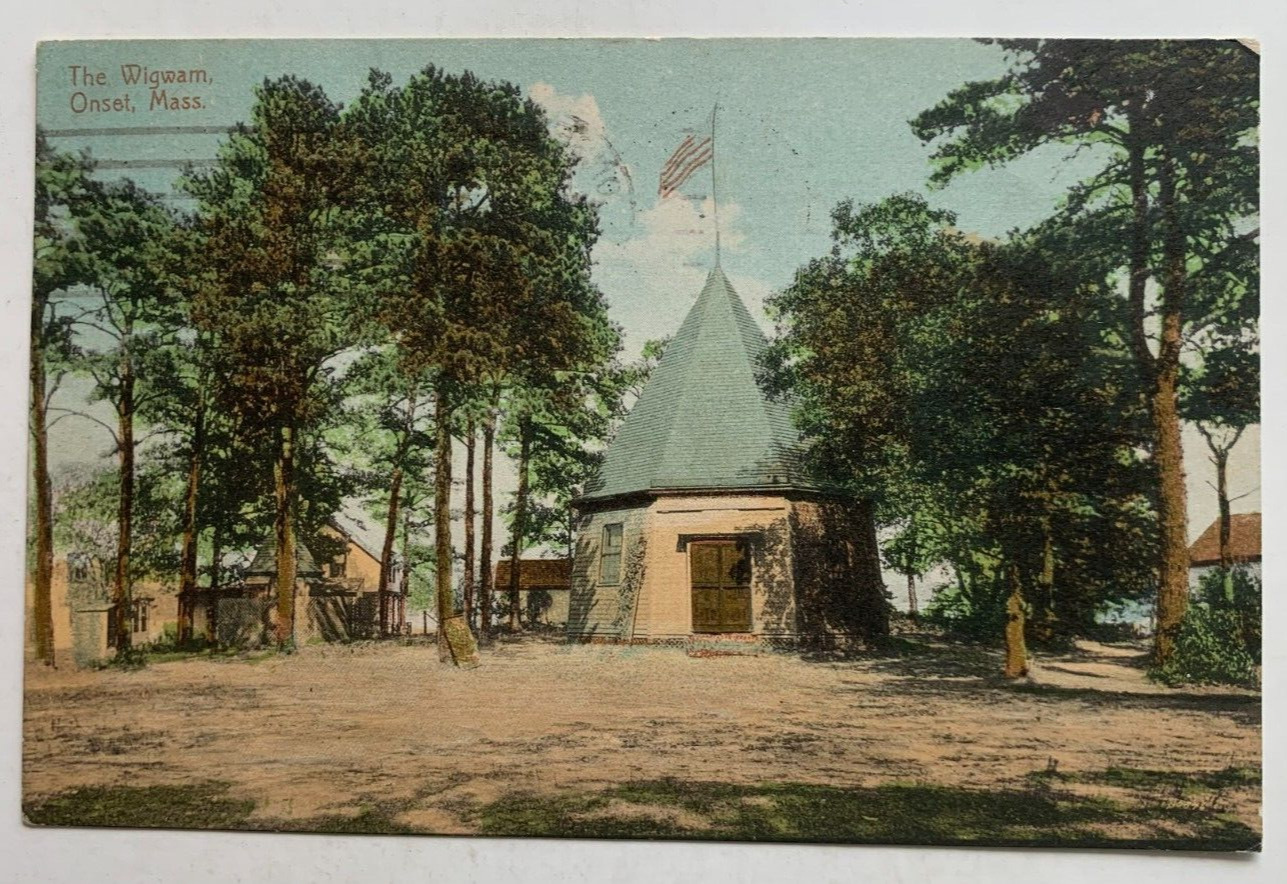 1912 MA Postcard Cape Cod Onset Massachusetts The Wigwam building vintage