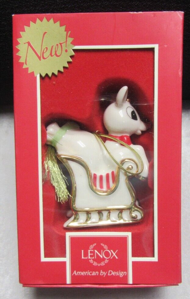 LENOX RUDOLPH  THE RED NOSED REINDEER ORNAMENT - RUDOLPH\'S RIDE - NIB