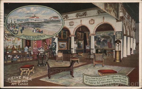 1915 Atlantic City,NJ Heinz Ocean Pier New Jersey Antique Postcard 1c stamp