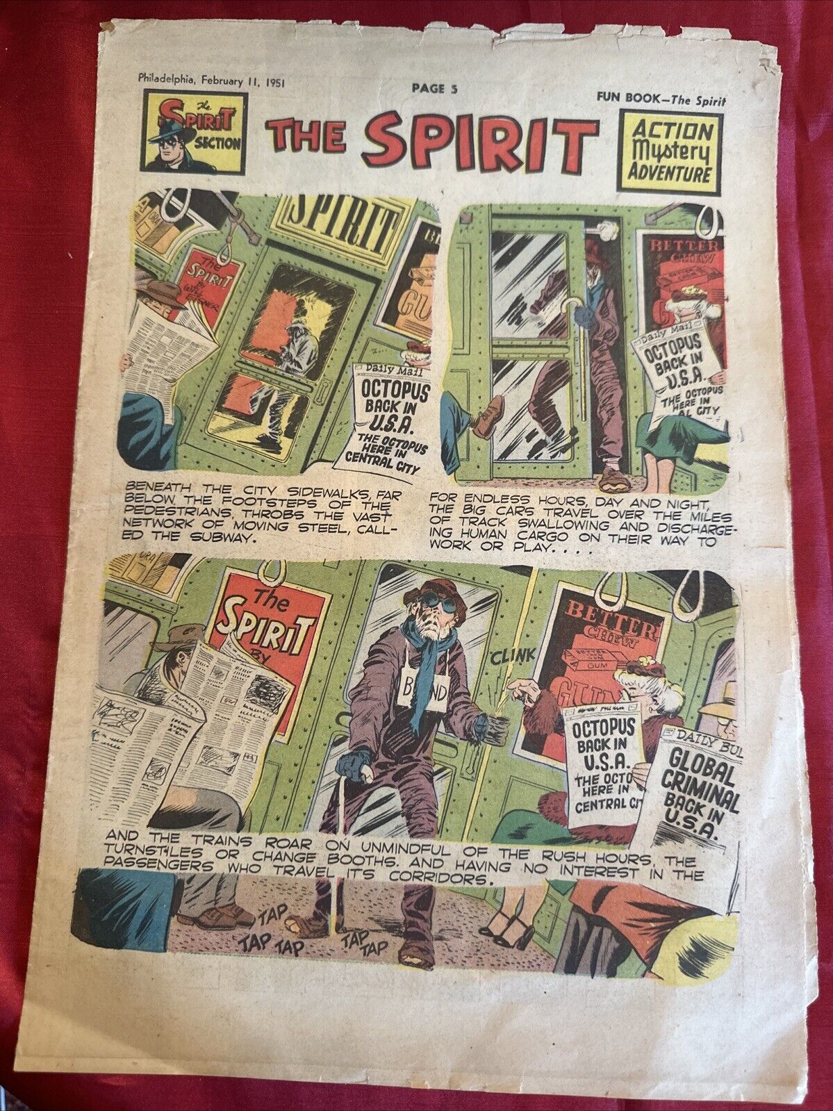 The Spirit Weekly Newspaper Comic February 11, 1951 VG Will Eisner Philadelphia