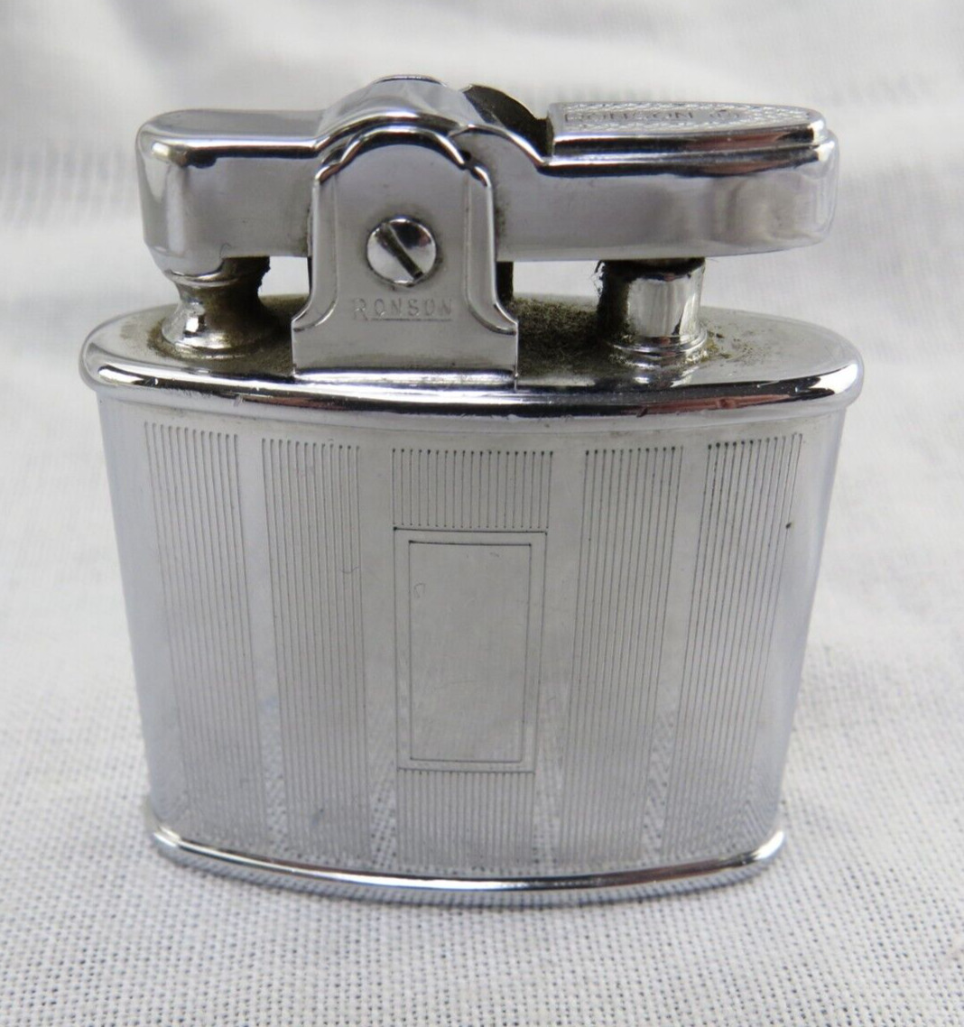 Vintage Mid Century Ronson STANDARD Silver Deco Pocket Cigarette Lighter