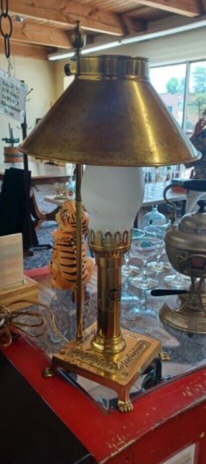 Vintage Brass Paris Istanbul Orient Express Table Lamp Beautiful Clawfoot Decor