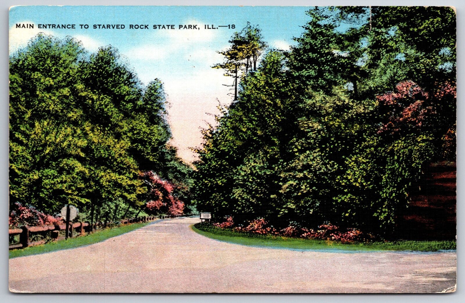 Illinois~Main Entrance View To Starved Rock State Park~EC Kropp~Vintage Postcard