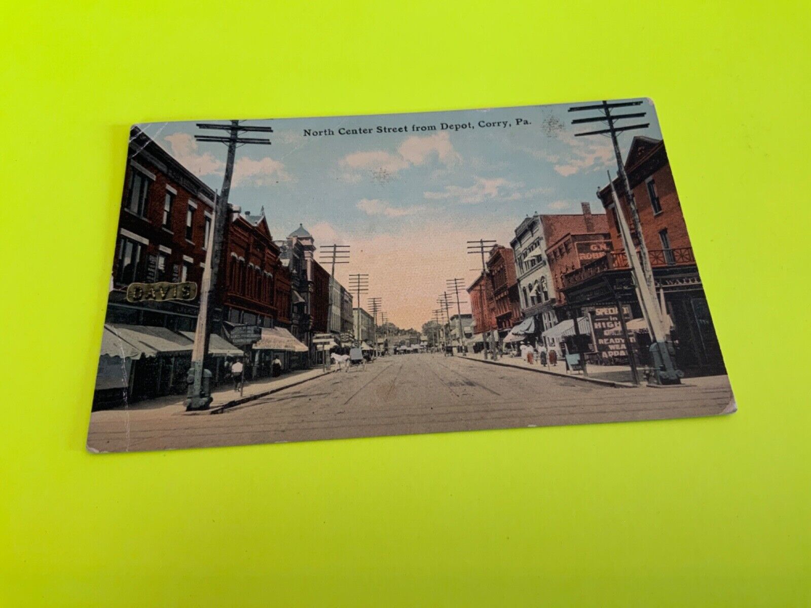 Corry, Pa. ~ North Center Street from Depot - 1912 Stamped Antique Postcard