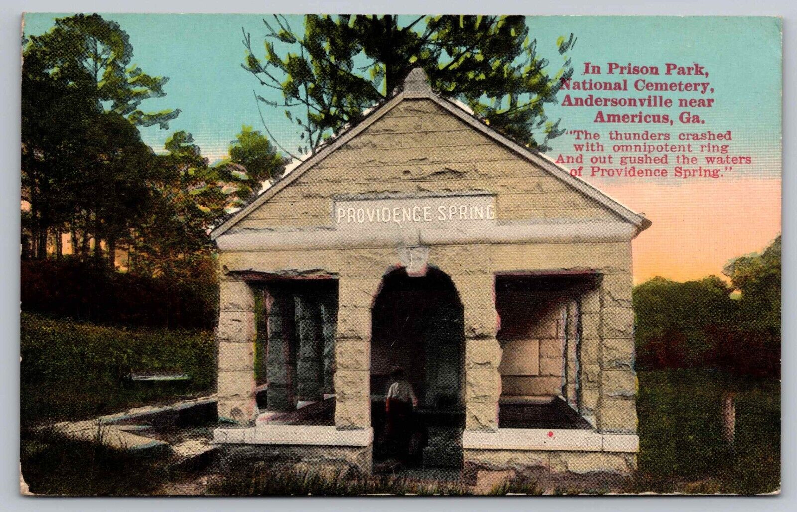 Postcard Prison Park Cemetery Providence Spring Andersonville Georgia