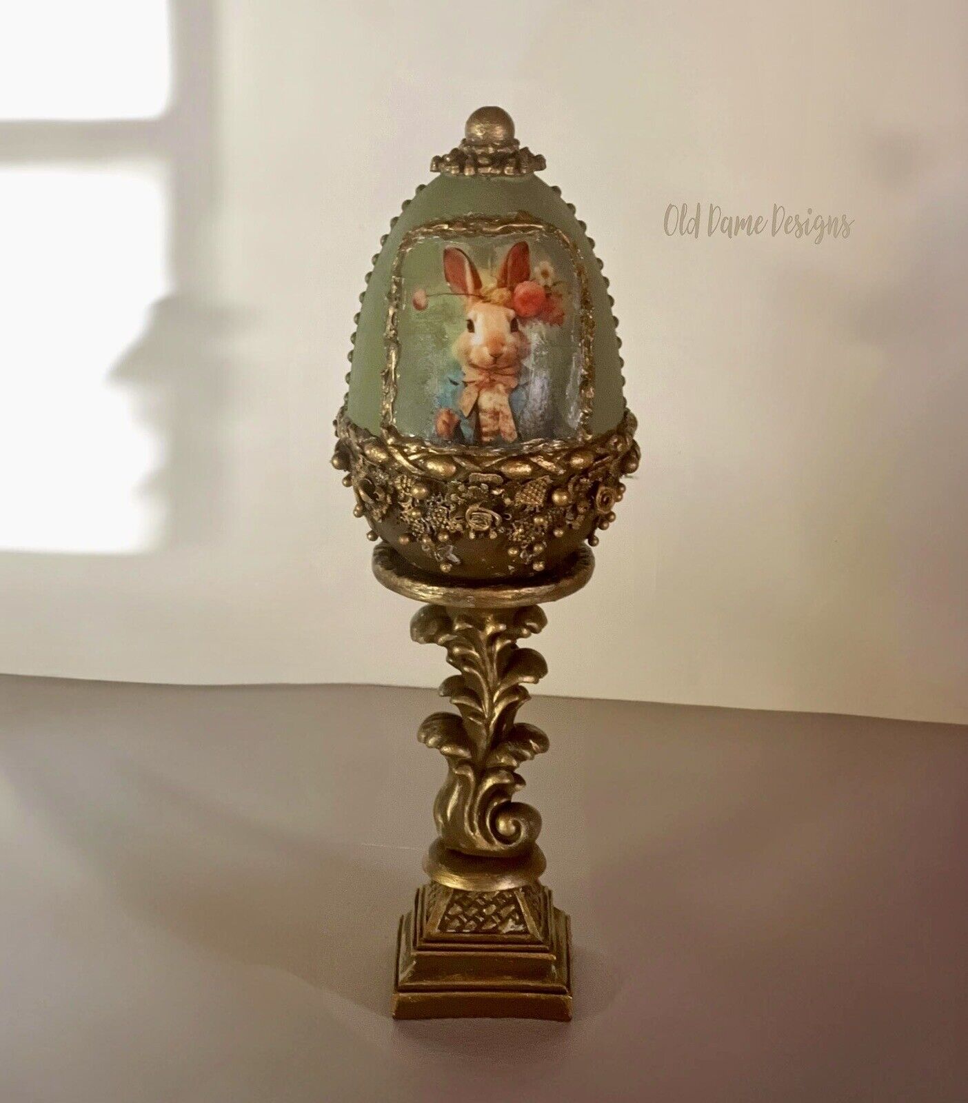 XL Decorative Ornate Egg on Stand * Home Decor * Original