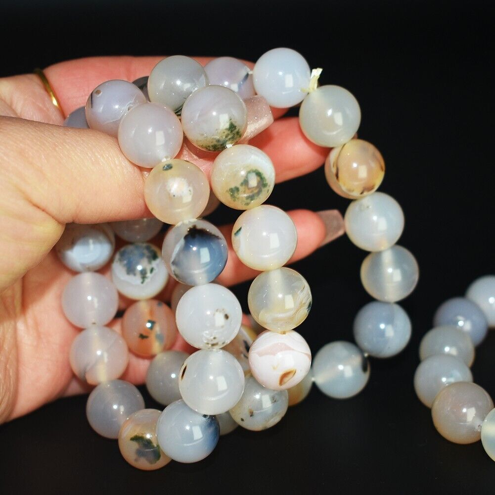 1 Pcs COLLECTOR GRADE China Water Grass Agate Bead Bracelet 14MM