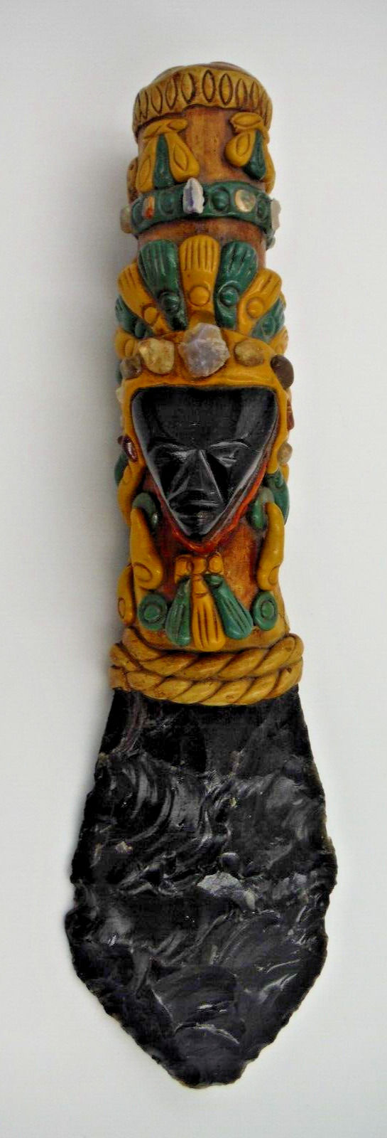 BIG 12 Inch Mexican Aztec Mayan  Obsidian Sacrifice Knife