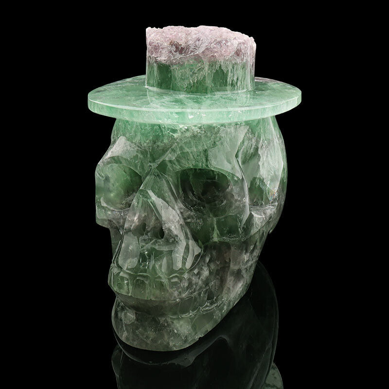 6.1\'\' Natural Fluorite Carved Crystal Skull,Realistic - Skuls Gemstone & Crystal