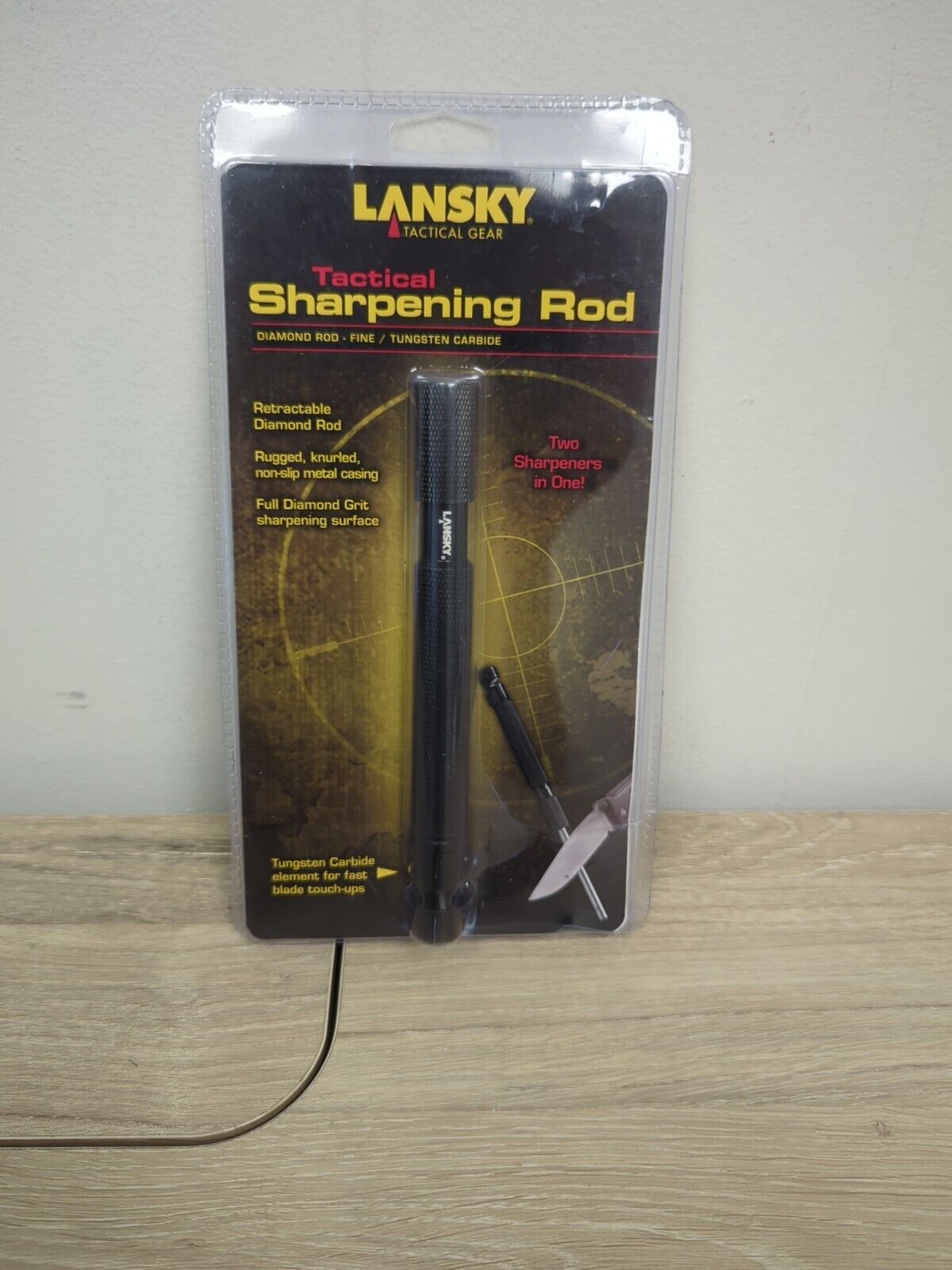 Lansky Tactical Sharpening Rod Retractable Full Diamond-Grit Sharpening Surface