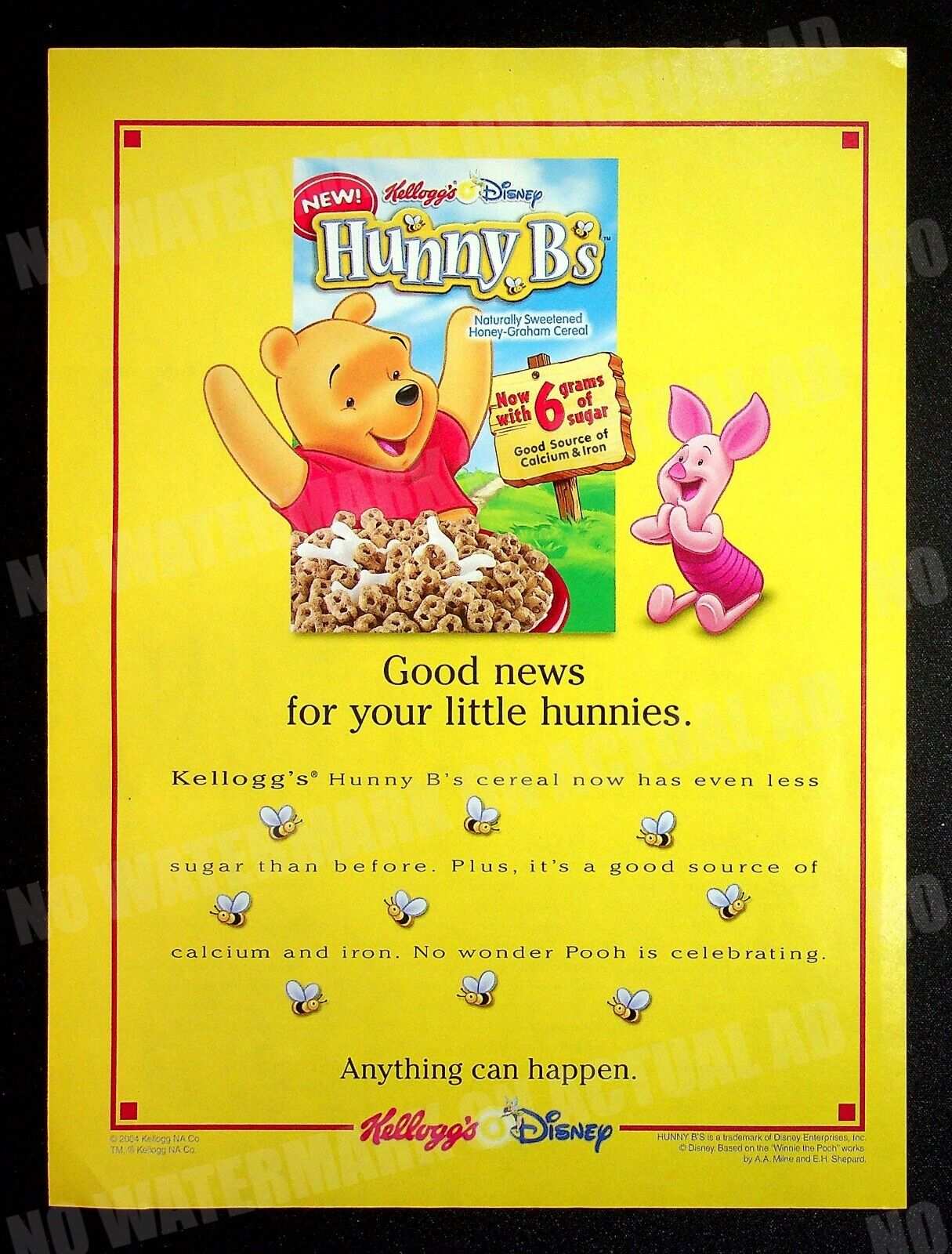 Kellogg\'s Hunny B\'s Cereal Disney 2004 Print Magazine Ad Poster Winnie the Pooh