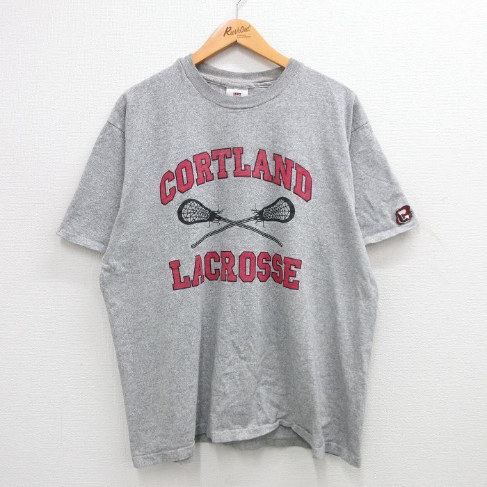 Xl/Used Short Sleeve Vintage T-Shirt Men\'S 90S Cortland Lacrosse Large Size Crew