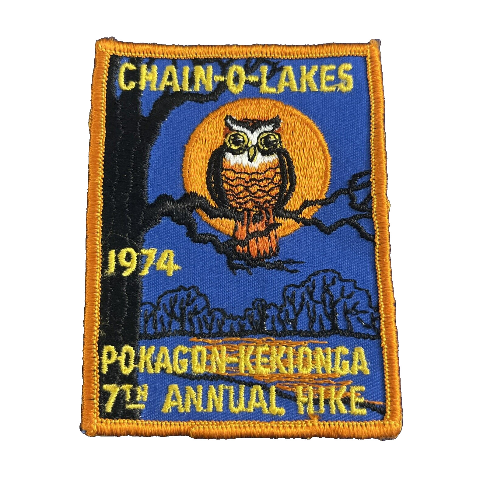 Vintage Boy Scout Chain-O-Lakes Pokagon Kekionga Hike 1974 Cloth Back BSP2-L5