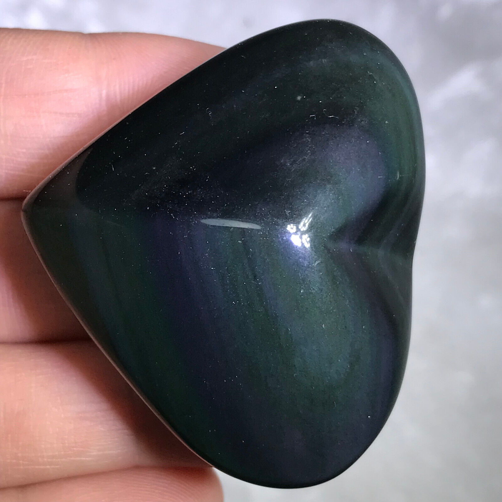 49g Top Rainbow Natural Obsidian Crystal Heart shaped Polished HEALING