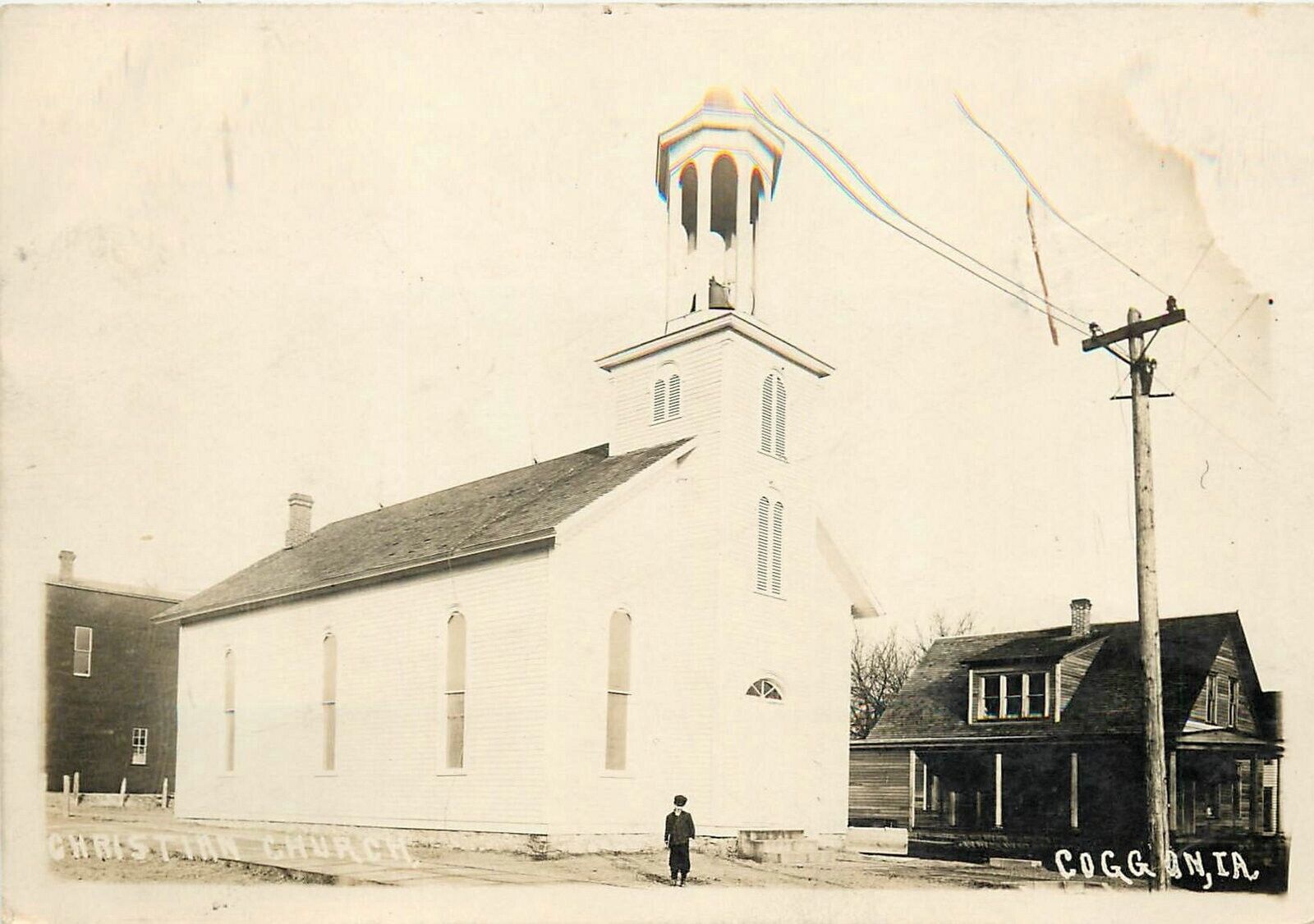 Postcard RPPC C-1910 Coggon Iowa Christian Church Linn 24-5563