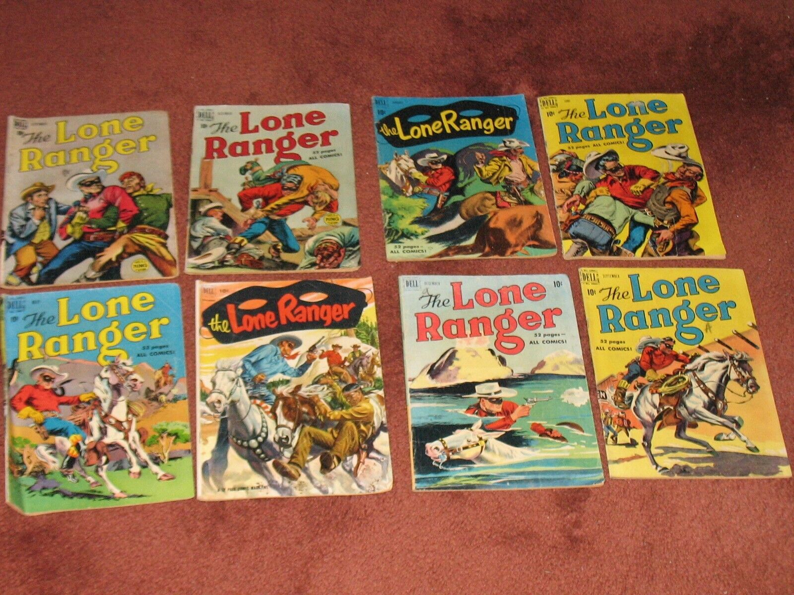 Lot of (8) THE LONE RANGER COMICS 1950\'s #15, 18, 23, 24, 27, 30, 31, 51 ~ 4.0