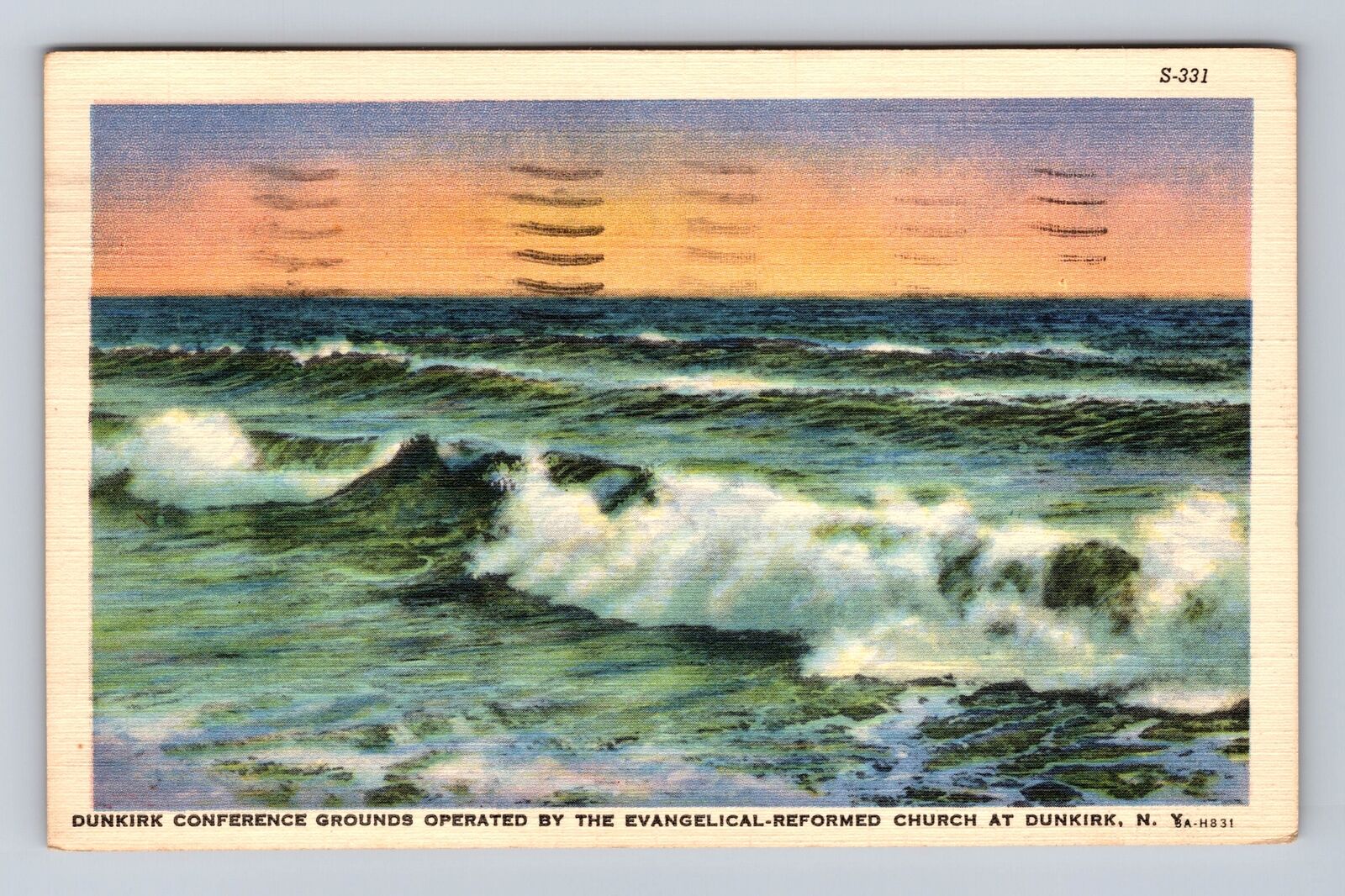 Dunkirk NY-New York, Ocean Waves and Surf, Antique Vintage c1941 Postcard