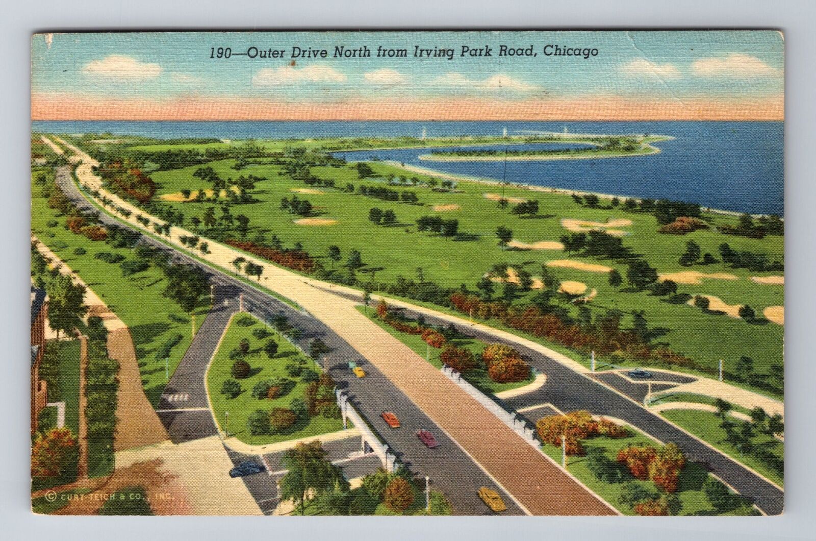 Chicago IL-Illinois, Outer Drive North From Irving Park, Vintage c1953 Postcard