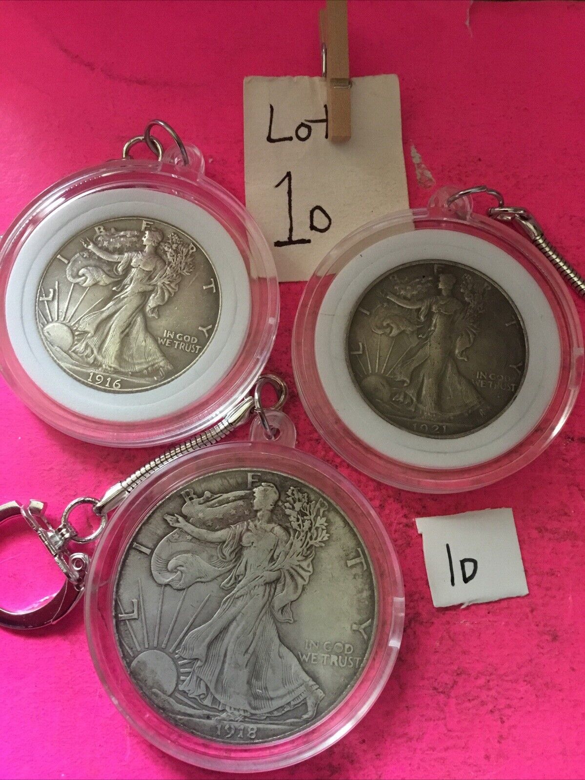 Set Lot 3 Coin Keychains 1916-1921-1918 Look  Copies Junk Drawer Combines Ship